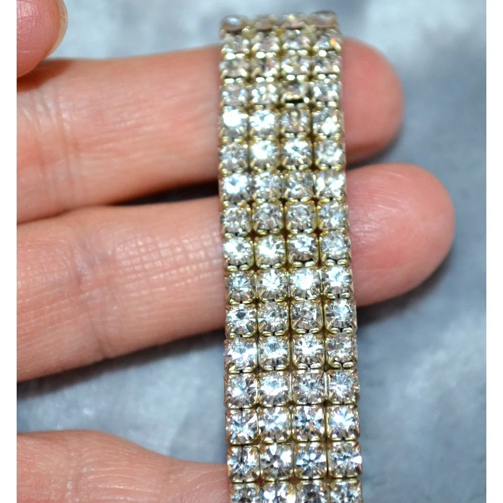 Rhinestone Stretch Bracelet Clear Rhinestones Wedding Bridal
